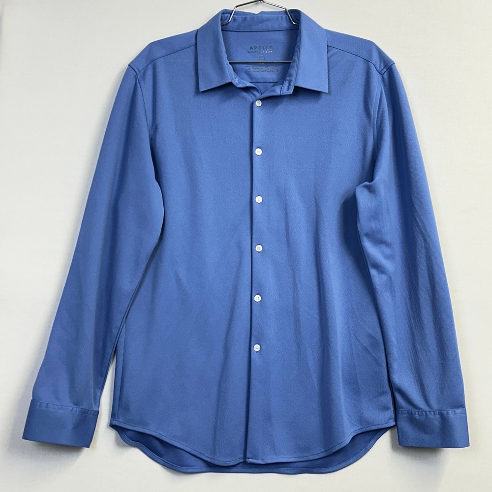 Ministry of Supply Apollo Dress Shirt Blue Men's Large Slim